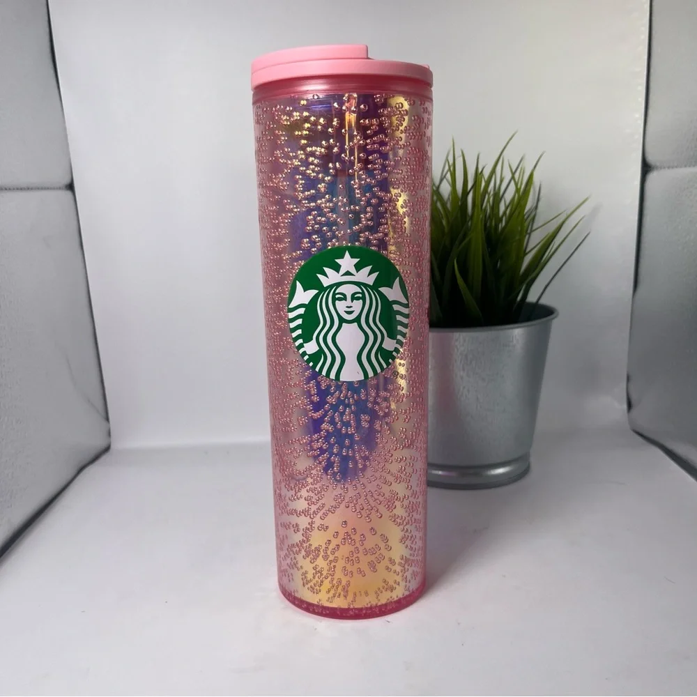 Starbucks Pink Iridescent Champagne Bubbles‎ Tumbler 16 oz